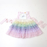 rainbow tulle dress with rainbow emboidered patch