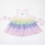 rainbow tulle dress with unicorn emboidered patch