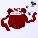 Red Infant Romper - Festive Smocking