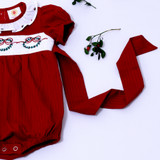 Red Infant Romper - Festive Smocking [Pre-Order]