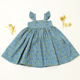 Blue Citrus Print Sleeveless Dress