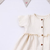 Ecru Organic Muslin Baby Dress [Pre-Order]
