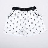 White nautical print shorts for girls