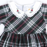 embroidery on peter pan collar neckline  with eyelet lace trims