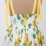 White & Yellow Floral Sweetheart Dress.