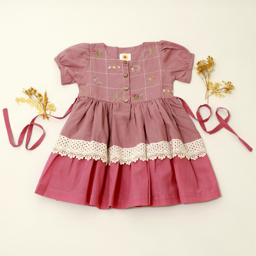 Dusty Pink Dress with Mini Embroidery