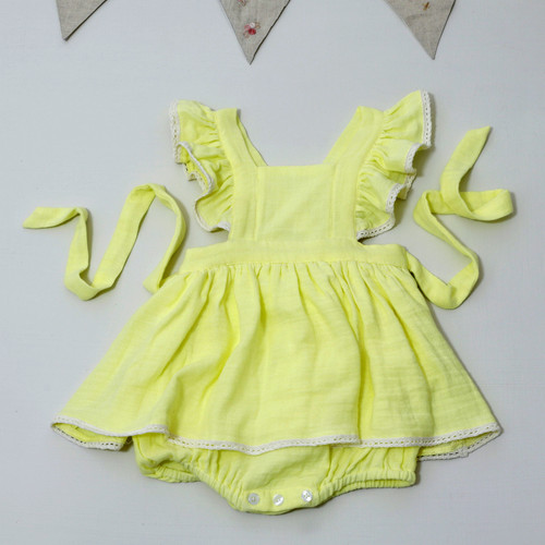 Neon Yellow Organic Skirted Romper