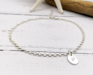 Sterling Silver Initial Charm Anklet