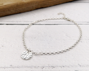 Sterling Silver Hammered Charm Anklet