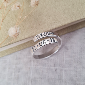 Personalised Name & Date Silver Ring Personalised Name & Date Silver Ring