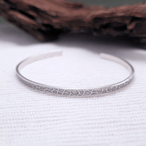 Solid Silver Bark Textured Cuff Bangle Solid Silver Bark Textured Cuff Bangle
