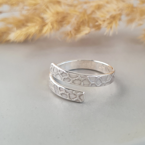 Sterling Silver Bark Texture Wrap Ring