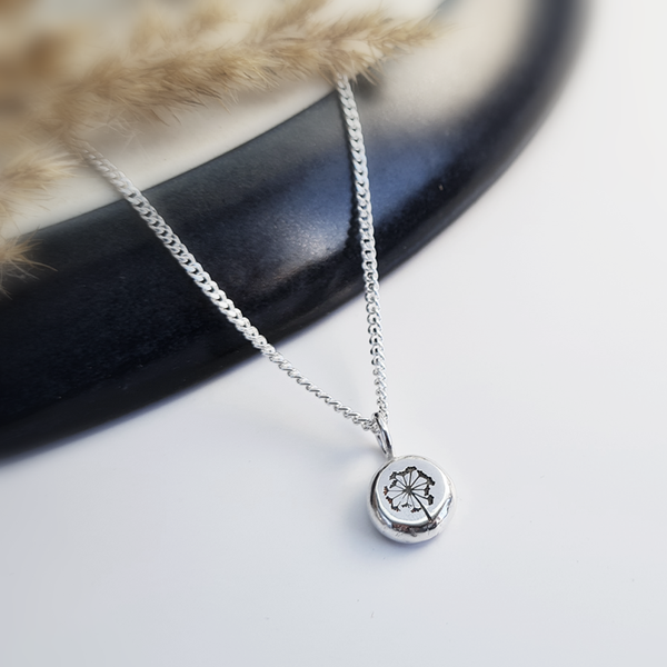 Solid sterling silver Dandelion Wish Necklace