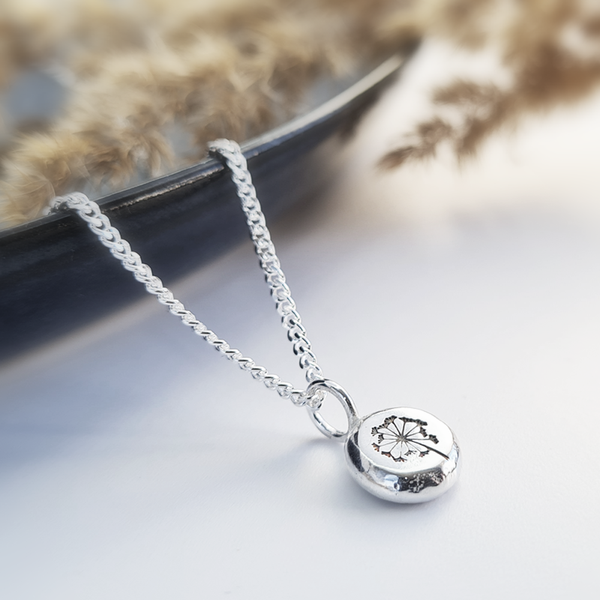 Solid sterling silver Dandelion Wish Necklace