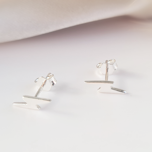 Silver Bolt Stud Earrings