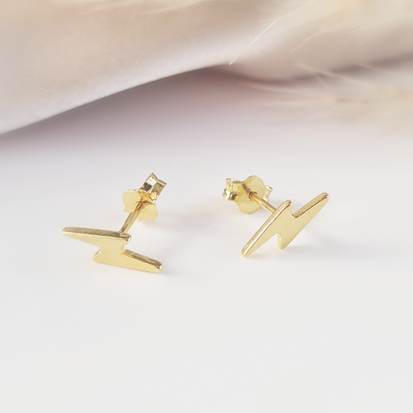 Gold Vermeil Bolt Stud Earrings