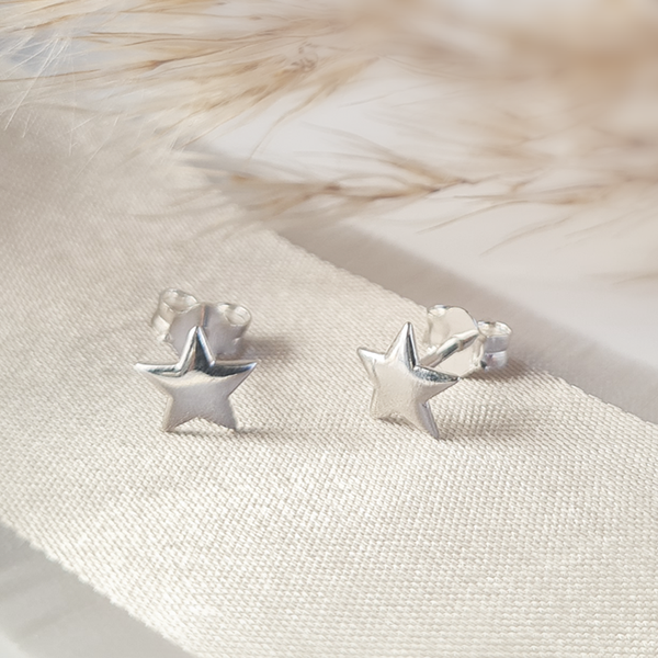 Sterling Silver Tiny Star Stud Earrings