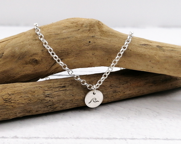 Sterling Silver Wave Charm Anklet