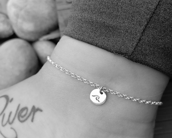 Sterling Silver Wave Charm Anklet