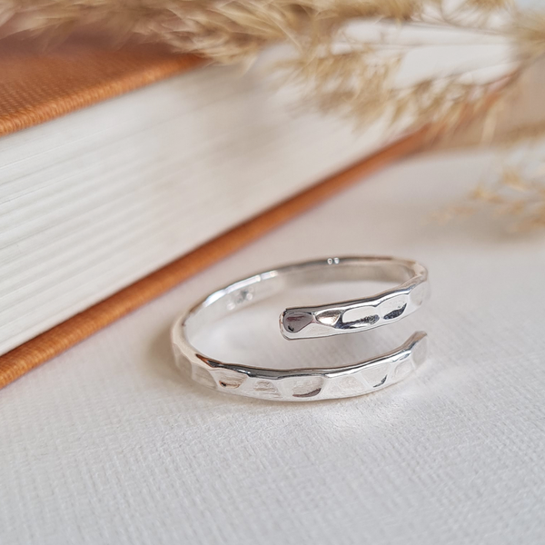 Sterling Silver Pebble Texture Wrap Ring