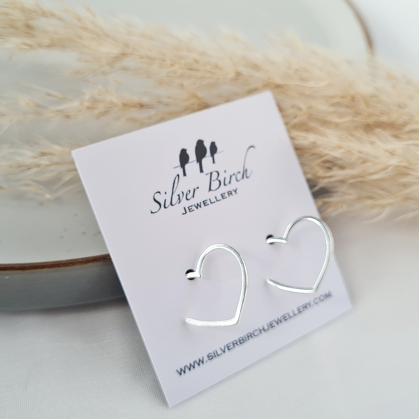 Sterling Silver Heart Hoop Earrings