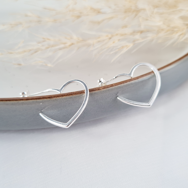 Sterling Silver Heart Hoop Earrings