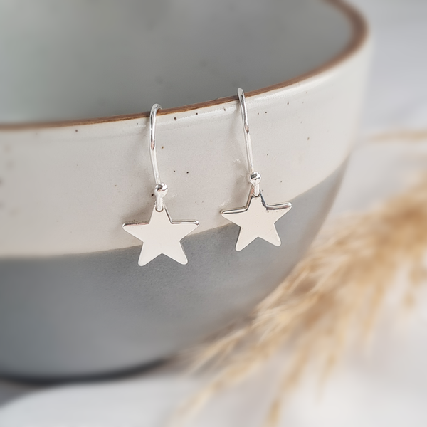 Sterling Silver Star Drop Earrings