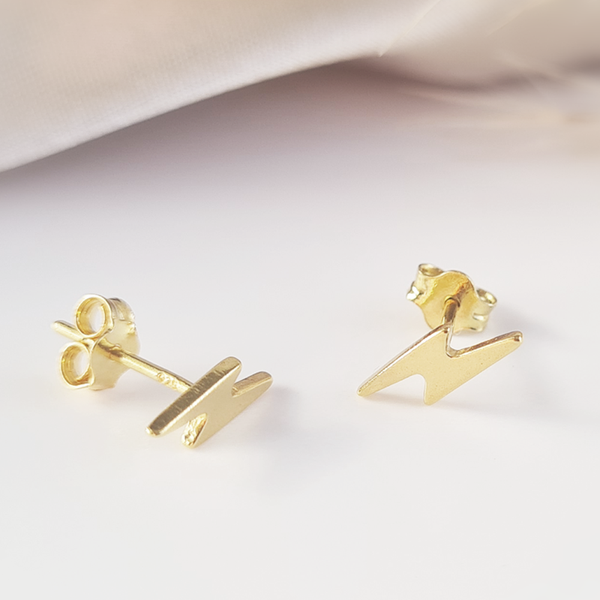 Gold Vermeil Bolt Stud Earrings