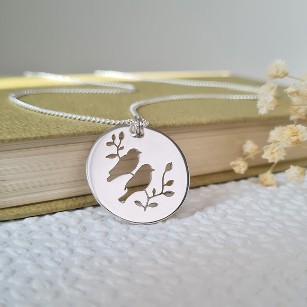 Sterling Silver Finch Bird Necklace