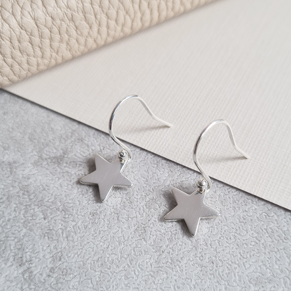 Sterling Silver Star Drop Earrings