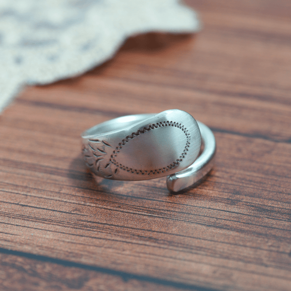 Engraved Vintage Spoon Wrap Ring