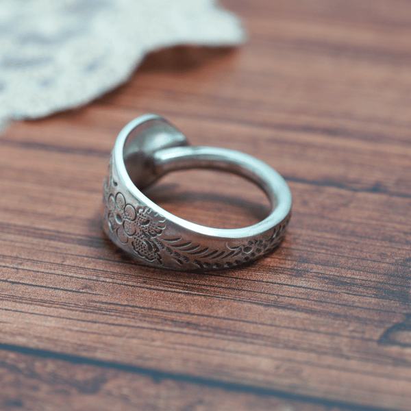 Floral Engraved Spoon Ring