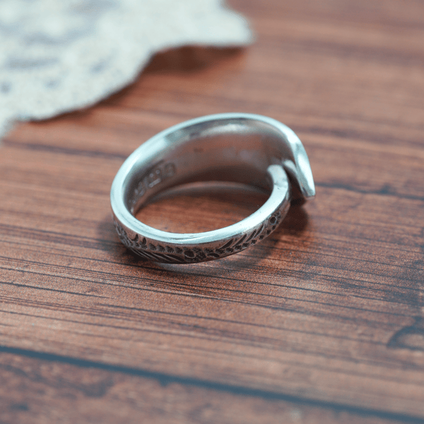 Floral Engraved Spoon Ring