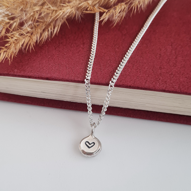 Sterling Silver Mini Heart  Pebble Necklace Sterling Silver Mini Heart  Pebble Necklace