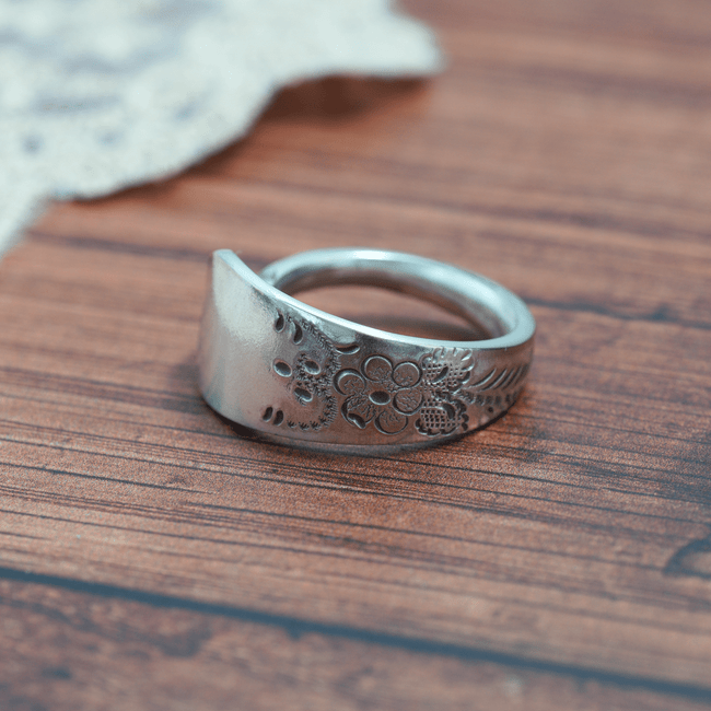 Floral Engraved Spoon Ring