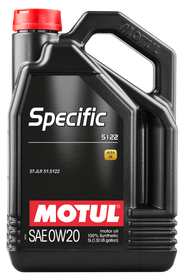 Motul 5L OEM Synthetic Engine Oil ACEA A1/B1 Specific 5122 0W20 - Case of 4