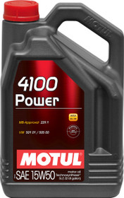 Motul 5L Engine Oil 4100 POWER 15W50 - VW 505 00 501 01 - MB 229.1 - Case of 4