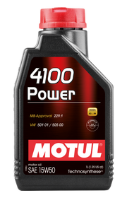 Motul 1L Engine Oil 4100 POWER 15W50 - VW 505 00 501 01 - MB 229.1 - Case of 12