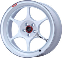 Enkei PF06 18x9in 5x114.3 BP 28mm Offset 75mm Bore White Machined Racing Wheel - 545-890-6528WM