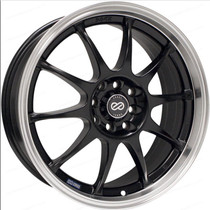 Enkei J10 15x6.5 4x100/114.3 38mm Offset 72.62mm Bore Dia Matte Black w/ Machined Lip Racing Wheel - 409-565-01BK