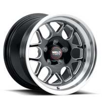 WELD Solana Drag Gloss Black Wheel with Milled Spokes 15x10 | 6x139.7 BC (6x5.5) | +38 Offset | 6.99 Backspacing - S160B0084P38 for 1999, 2000, 2001, 2002, 2003, 2004, 2005, 2006, 2007, 2008, 2009, 2010, 2011, 2012, 2013, 2014, 2015, 2016, 2017, 2018, 2019, 2020, 2021, 2022, 2023, 2024 Chevrolet Silverado 1500, GMC Sierra 1500.
