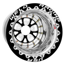 Shop the WELD Racing V-Series 15x12 double beadlock black wheel (84B-512212MB). 5x4.5 BP, 6” backspace, aluminum construction. Built for drag racing performance.