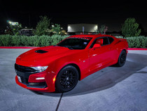 2019 Camaro 2SS running an Aerospace small brake kit with a Forgestar F14 Drag Pack in Satin Black — 17x4.5 -26 Fronts / 15x10 +44 Rears (5x4.75BC) wrapped in Mickey Thompson P275/60R15 ET Street Radial Pro (3754X)