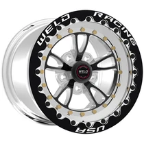 WELD Racing Full Throttle 15x10 Black Center - Polished Shell Black Single Beadlock MT Drag Wheel - 793B510276F