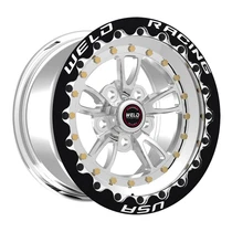 WELD Racing Full Throttle 15x10 Polished Center - Polished Shell Black Single Beadlock MT Drag Wheel - 793P510264F