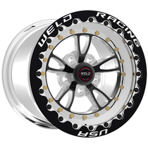 WELD Racing Full Throttle 15x10 Black Center - Polished Shell Black Single Beadlock MT Drag Wheel - 793B510278F