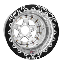 WELD Racing Alumastar 15x10 Polished Center - Polished Shell Black Single Beadlock MT Drag Wheel - 88510208F