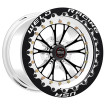 WELD Racing Vitesse 15x8 Black Center - Polished Shell Black Single Beadlock MT Drag Wheel - 794B58206F