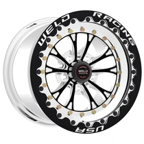 WELD Racing Vitesse 15x10 Black Center - Polished Shell Black Single Beadlock MT Drag Wheel - 794B510278F