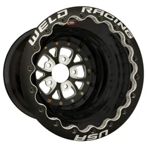 WELD Racing V-Series 15x13 Black Center - Black Shell Black Double Beadlock MT Drag Wheel - 84B-513B282MB